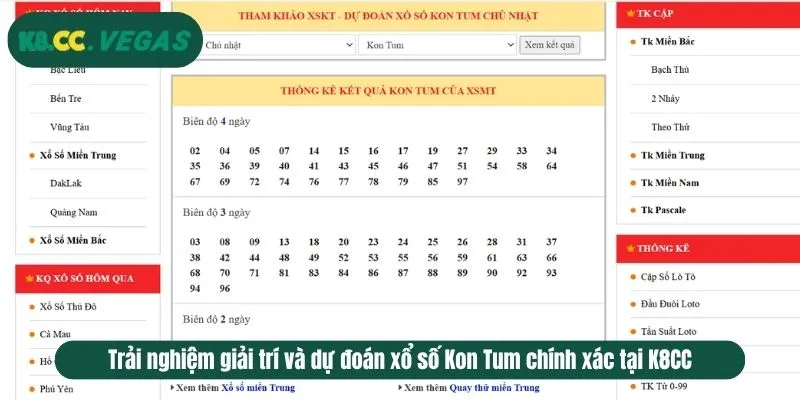 Trải nghiệm giải trí và dự đoán xổ số Kon Tum chính xác tại K8CC