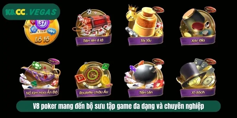 V8 poker mang đến bộ sưu tập game đa dạng và chuyên nghiệp